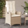 vidaXL Gartensessel mit Kissen 2 Stk. Verstellbar Beige Poly Rattan
