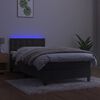 vidaXL Boxspringbett mit Matratze & LED Dunkelgrau 90x200 cm Samt