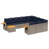 vidaXL 11-tlg. Garten-Sofagarnitur mit Kissen Grau Poly Rattan