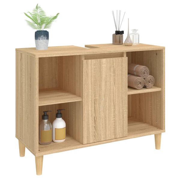 vidaXL Waschbeckenunterschrank Sonoma-Eiche 80x33x60 cm Holzwerkstoff