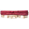 vidaXL 4-tlg. Paletten-Lounge-Set mit Kissen in Rot Holz