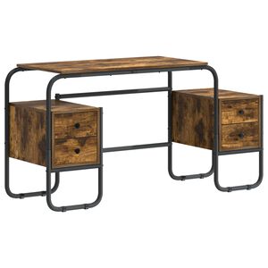 vidaXL Schreibtisch mit Stauraum R&auml;uchereiche 145 x 50 x 75 cm