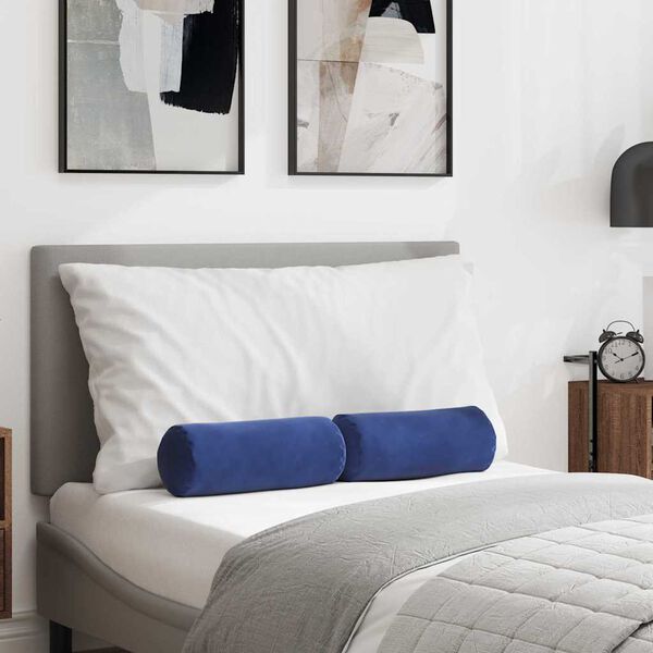 vidaXL Bolsterkissen 2 St&uuml;ck Polizeiblau &Oslash; 15 x 40 cm Cordstoff