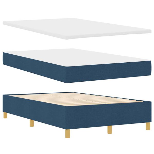 vidaXL Boxspringbett mit Matratze mit Kopfteil Blau 120 x 200 cm Stoff