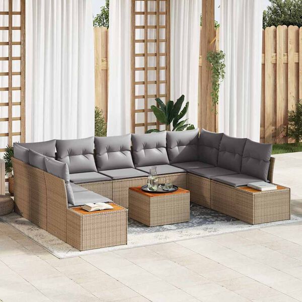 vidaXL Gartensofa-set mit Kissen 5 pcs Beige und Hellgrau Polyrattan