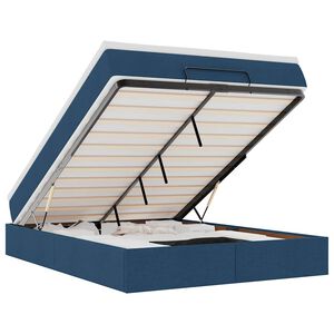 vidaXL Ottoman-Bett mit Matratze Blau 140x190 cm Stoff