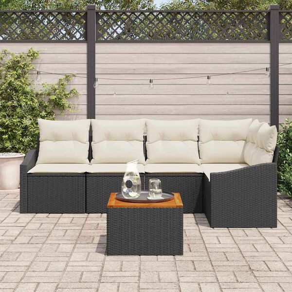 vidaXL Garten-Sofa-Set 6 pcs Schwarz und Wei&szlig;