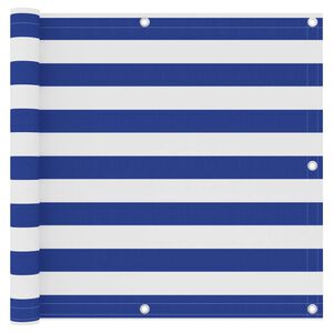 vidaXL Balkon-Sichtschutz Wei&szlig; und Blau 90x300 cm Oxford-Gewebe