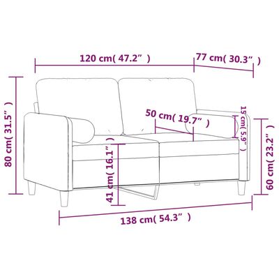 vidaXL 2-Sitzer-Sofa mit Zierkissen Blau 120 cm Samt
