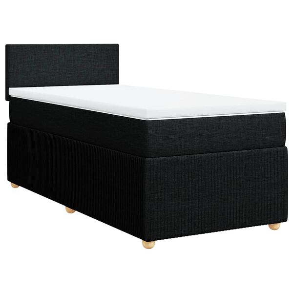vidaXL Boxspringbett mit Matratze Schwarz 100x200 cm Stoff