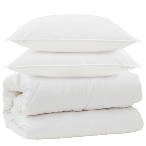 vidaXL Decke mit Kissen mit Kissen 3 pcs Wei&szlig; Mikrofaser