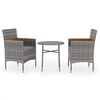 vidaXL 3-tlg. Garten-Essgruppe Poly Rattan Grau