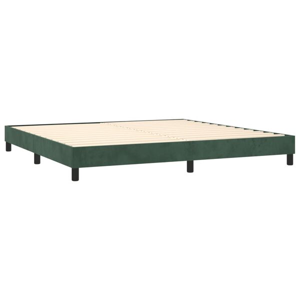 vidaXL Boxspringbett mit Matratze Dunkelgr&uuml;n 200x200 cm Samt
