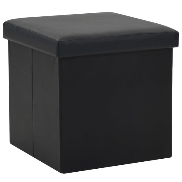vidaXL Hocker mit Stauraum 2 Stk. Schwarz Kunstleder
