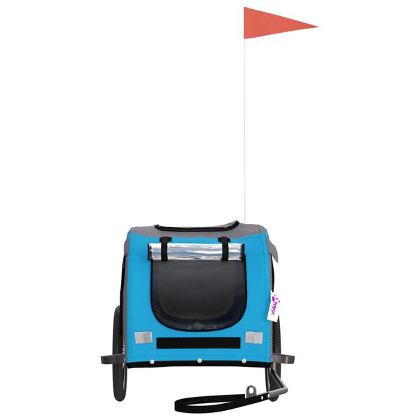 vidaXL Fahrradanh&auml;nger Hunde Blau und Grau Oxford-Gewebe und Eisen