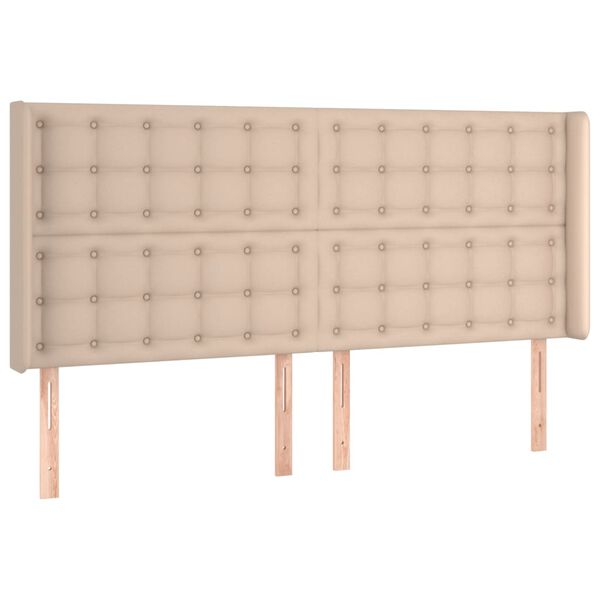 vidaXL Kopfteil mit Ohren Cappuccino-Braun 183x16x118/128cm Kunstleder