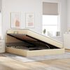 vidaXL Bett mit Stauraum und LED mit Matratze Creme 160 x 200 cm Stoff