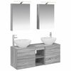 vidaXL Badezimmerm&ouml;bel-Set 5 stk. Sonoma-Grau Ingenieurholz und Glas