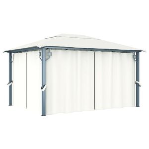 vidaXL Pavillon mit Vorh&auml;ngen 400 x 300 cm Creme Aluminium