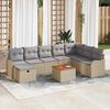 vidaXL Gartensofa-set mit Kissen mit Speicher 9 pcs Beige Poly-Rattan