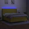 vidaXL Boxspringbett mit Matratze & LED Gr&uuml;n 160x200 cm Stoff