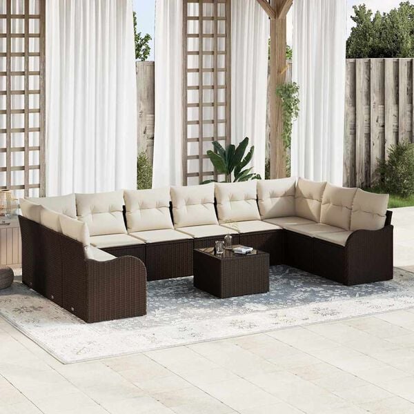 vidaXL Garten-Sofa-Set Braun Poly-Rattan