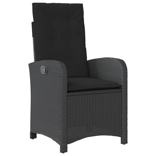 vidaXL 3-tlg. Bistro-Set mit Kissen Schwarz Poly Rattan