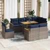 vidaXL 9-tlg. Garten-Sofagarnitur mit Kissen Grau Poly Rattan