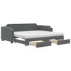 vidaXL Tagesbett Ausziehbar mit Schubladen Dunkelgrau 90x200 cm Stoff