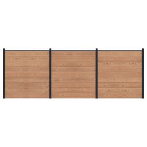 vidaXL Zaunelement 3 pcs WPC und Aluminium Braun
