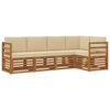 vidaXL Ecksofa Set mit Kissen 5 pcs Natur und Beige Massivholz Akazie