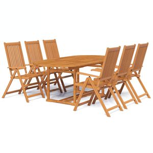 vidaXL 7-tlg. Garten-Essgruppe Massivholz Akazie 150-200 cm