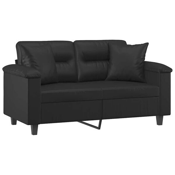 vidaXL 2-Sitzer-Sofa mit Kissen Schwarz 120 cm Kunstleder