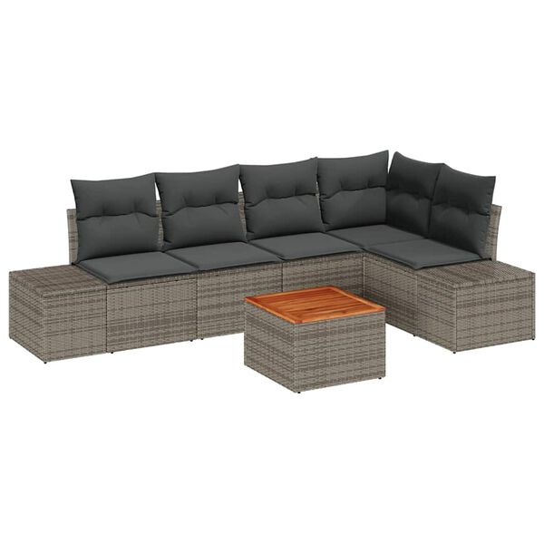vidaXL Gartensofa-set mit Kissen 6 pcs Grau Poly-Rattan
