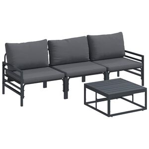 vidaXL Gartensofa-set mit Kissen 4 pcs Schwarz Stahl