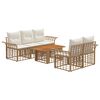 vidaXL Gartensofa-set 6 stk. Nat&uuml;rlich und Cremwei&szlig; Poly-Rattan