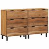 vidaXL Sideboard Set 2 pcs Natur 60 x 33,5 x 75 cm Massivholz Akazie