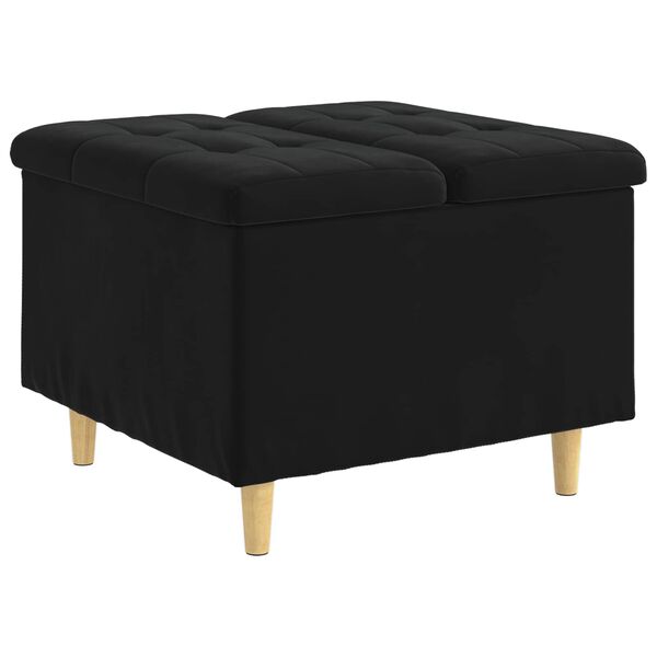 vidaXL Knopf Hocker mit Kissen Schwarz 60 x 60 x 45 cm Samt