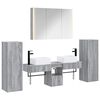 vidaXL Badezimmerm&ouml;bel-Set 6 pcs Grau Sonoma Ingenieurholz und Glas