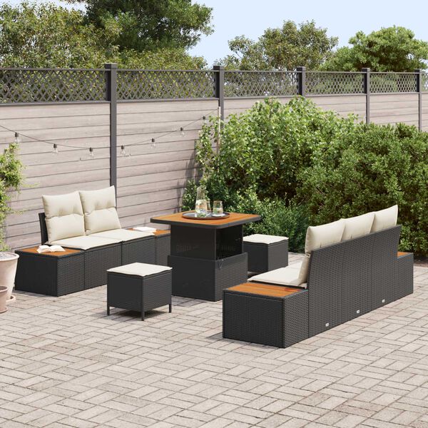 vidaXL Gartensofa-set 8 pcs Schwarz Poly-Rattan