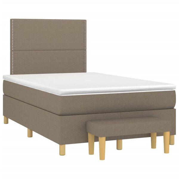 vidaXL Boxspringbett mit Matratze Taupe 120x200 cm Stoff