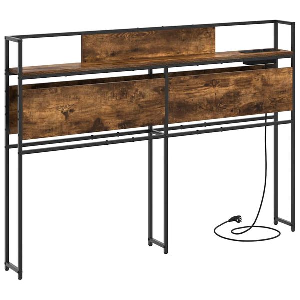 vidaXL Stauraum-Kopfteil mit Regal R&auml;uchereiche 135 cm Holzwerkstoff