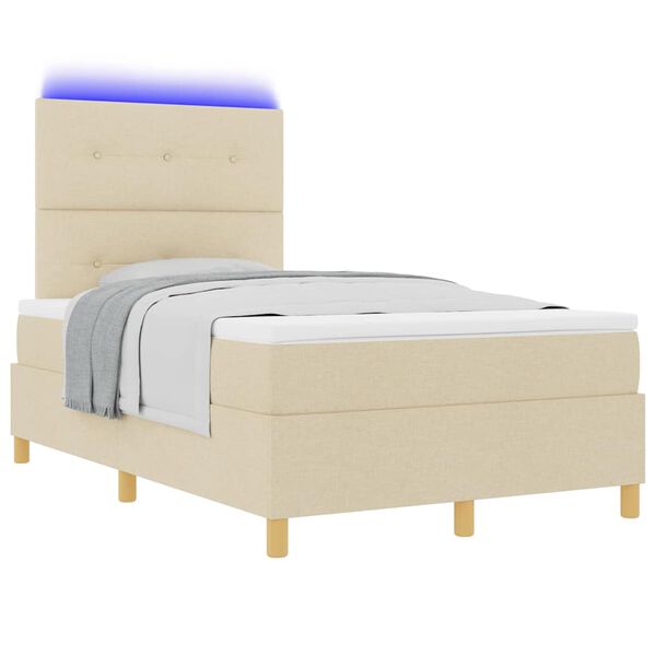 vidaXL Boxspringbett mit Matratze Creme 120 x 190 cm Stoff