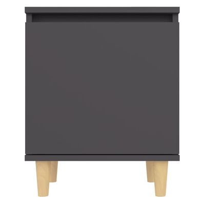 vidaXL Nachttisch mit Massivholz-Beinen Grau 40x30x50 cm