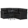 vidaXL 2-tlg. Sofagarnitur in L-Form mit Kissen Schwarz Poly Rattan