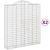 vidaXL Gabionen mit Hochbogen 2 Stk. 200x50x220/240cm Verzinktes Eisen