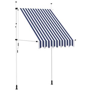 vidaXL Einziehbare Markise Handbetrieben 150 cm Blau/Wei&szlig; Gestreift