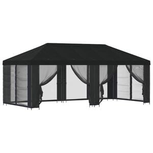 vidaXL Garten Pavillon mit Seitenw&auml;nden 6 x 3 m Schwarz