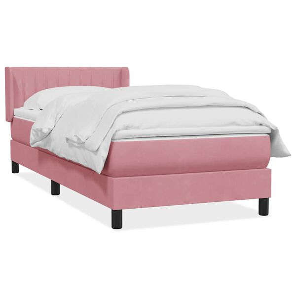 vidaXL Boxspringbett mit Matratze Rosa 100x220 cm Samt