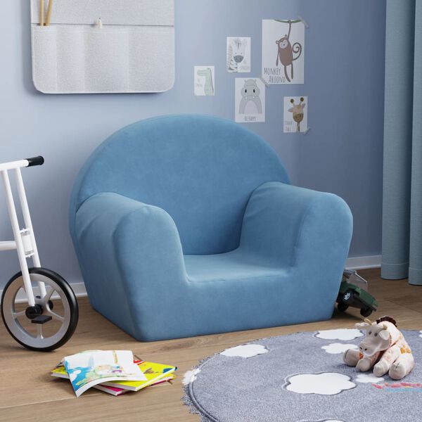 vidaXL Kindersofa Blau Weich Pl&uuml;sch
